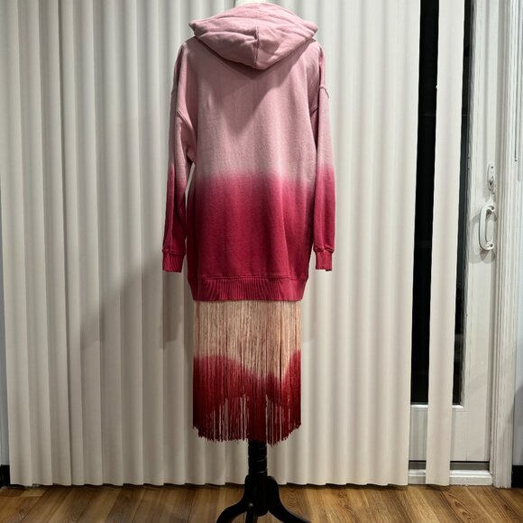 TWINSET MILANO Oversized  SWEATSHIRT FRINGE MIDI DRESS NWOT, SIZE S - Picture 8 of 11